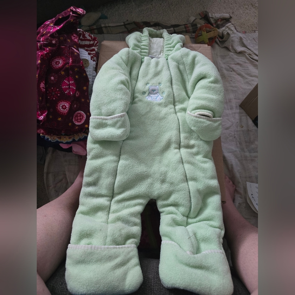 Green 6-9 Months Baby Snow Suit, Good Condition